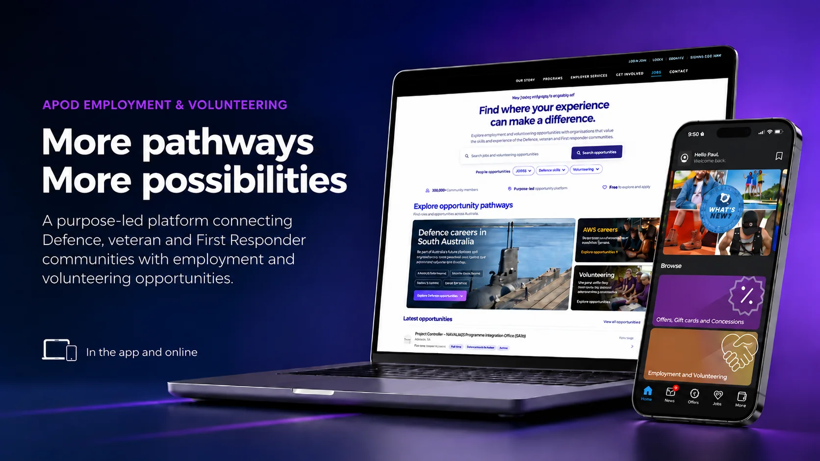 APOD Employment and Volunteering across web and app