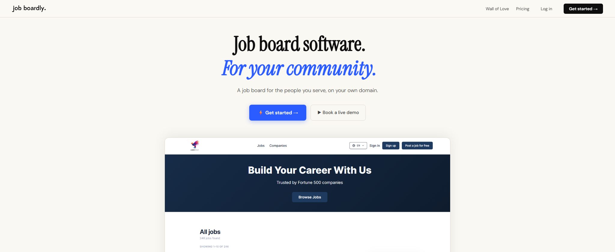 Job Boardly homepage